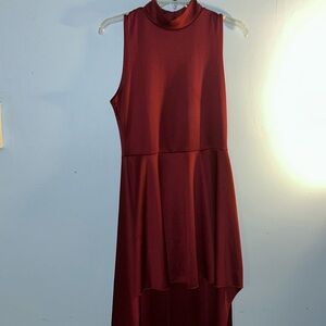 Eien Merlot Red Sleeveless mock high know dress size med